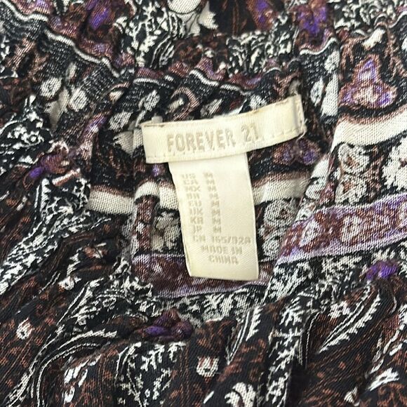 Forever 21 romper Size Small Floral Shorts Black Purple White Flowy Boho Sz M - Picture 8 of 12